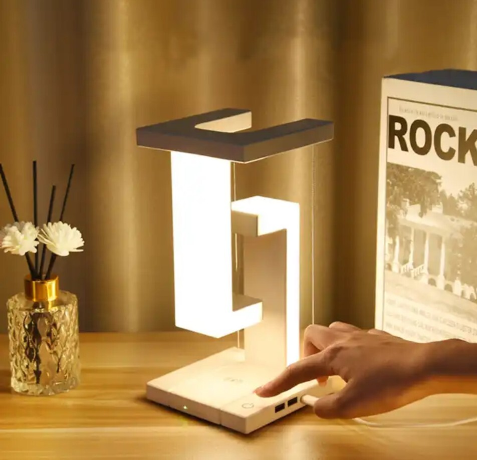 Home Decor Anti-gravity Bedroom  Bedside Table Lamp Light with wireless charger