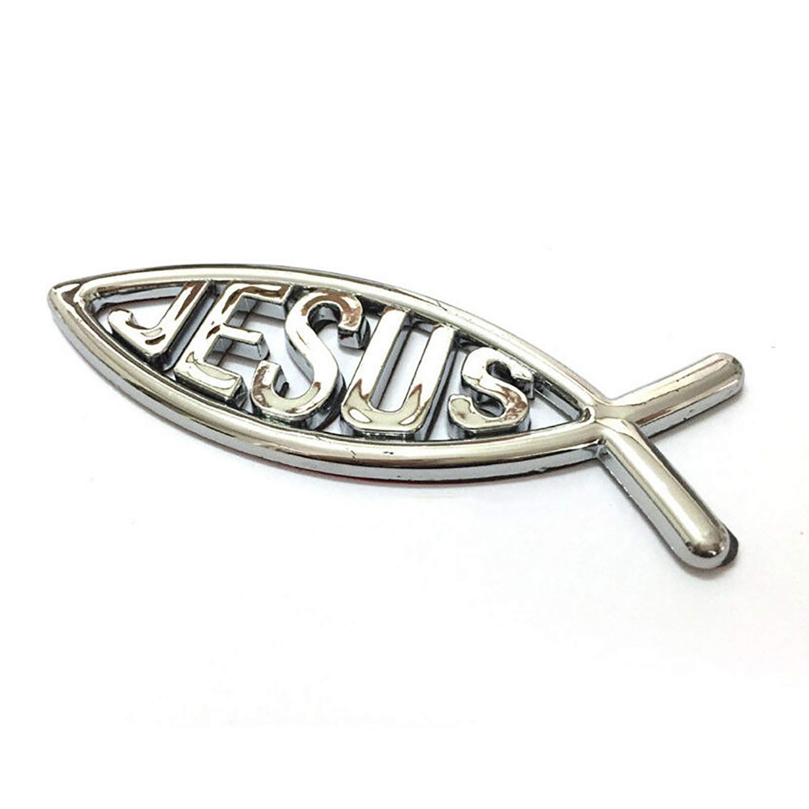 2pcs Jesus Fish Decal Sticker Silver,3D Car Chrome Decal Emblem Sticker Relig…
