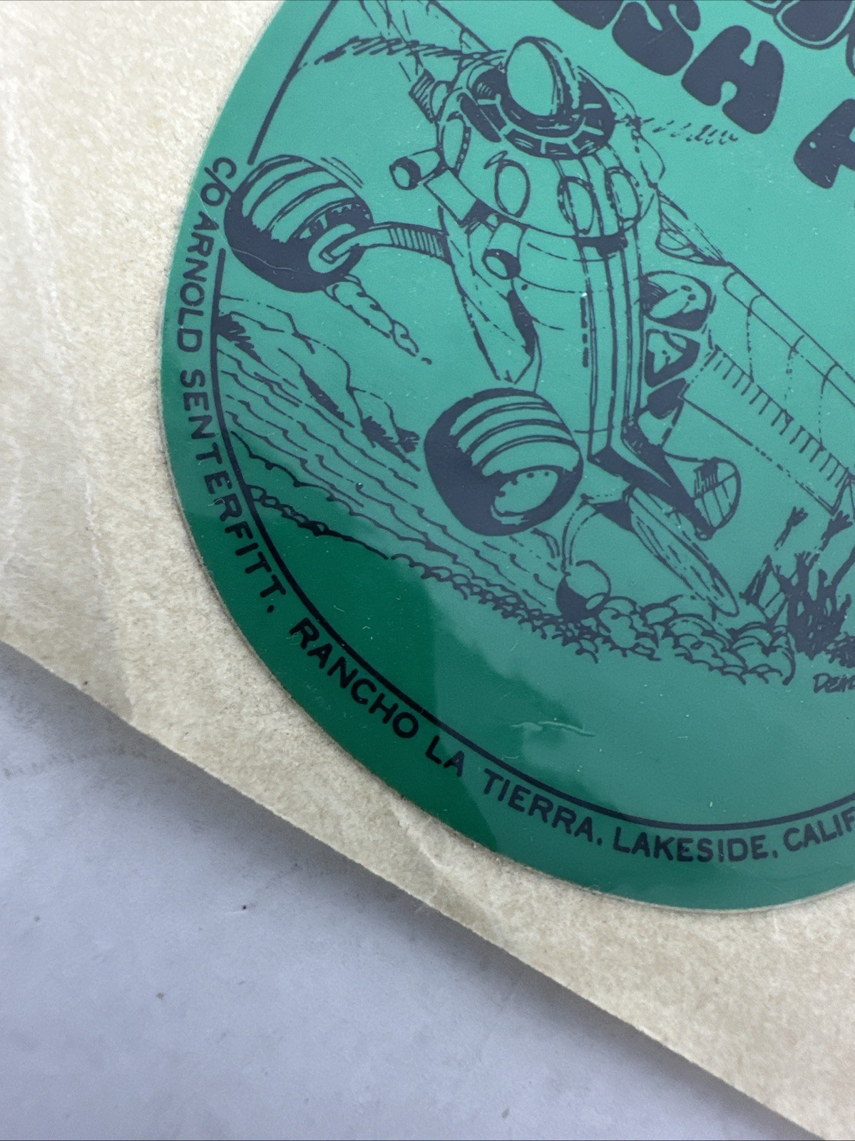 Vtg Baja Bush Pilot Green Sticker Decal Arnold Senterfitt Airplane 3 5/8" Rare