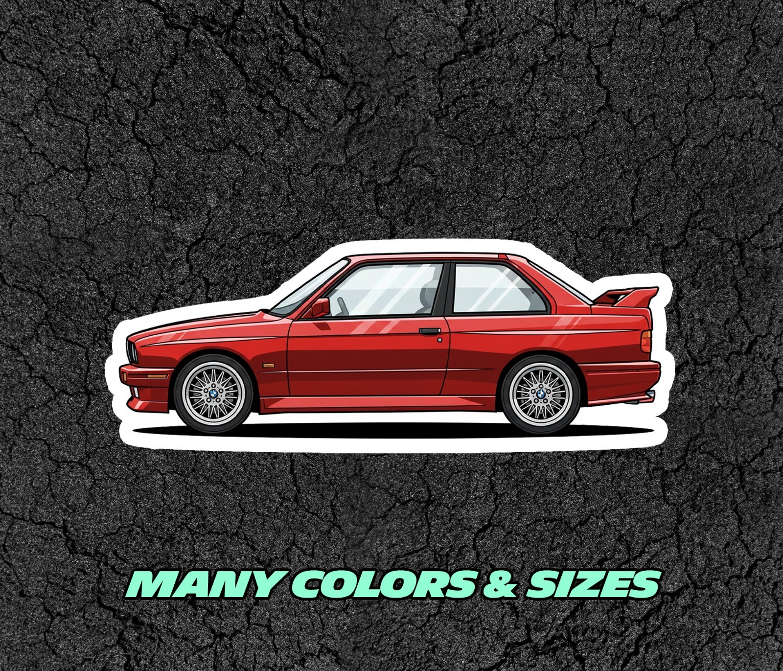 BMW M3 E30 Car Profile Sticker for Laptop, Phone Case, Book, Window, Kids etc.