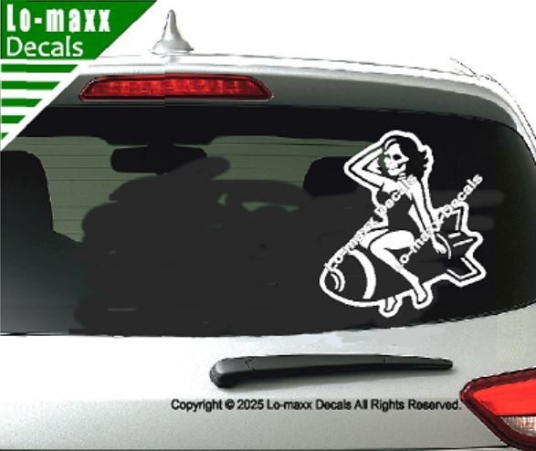 WWII Zombie Pin Up Bomb Decal Military Nose Art Style Avery Dennison Vinyl