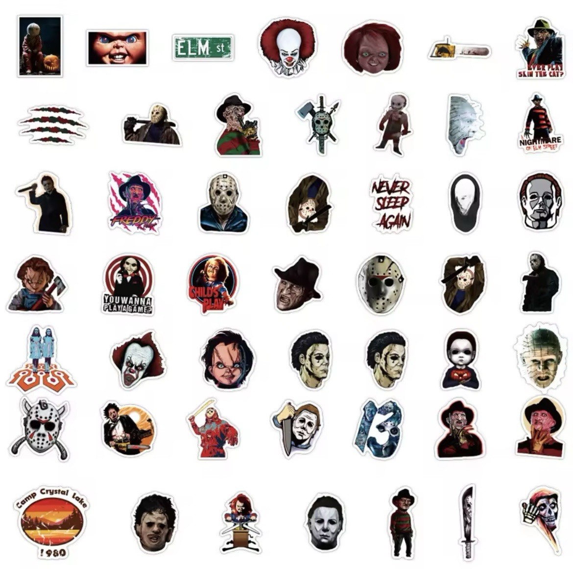 Horror Movie Style Stickers 50pk Mix Scare Killer Random Stickers FREE SHIPPING