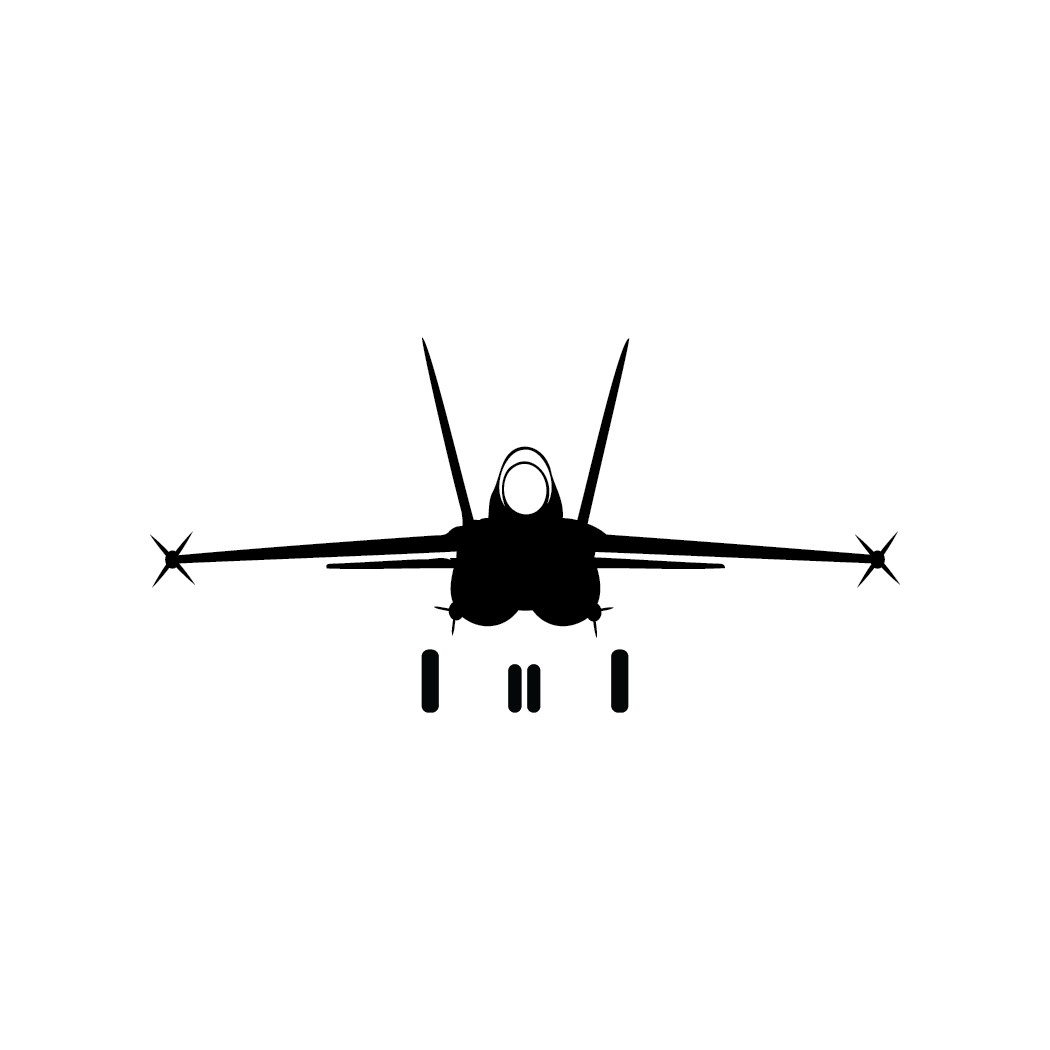 Military F-18 Front View Die Cut Decal Available in Multiple Colors Made in USA