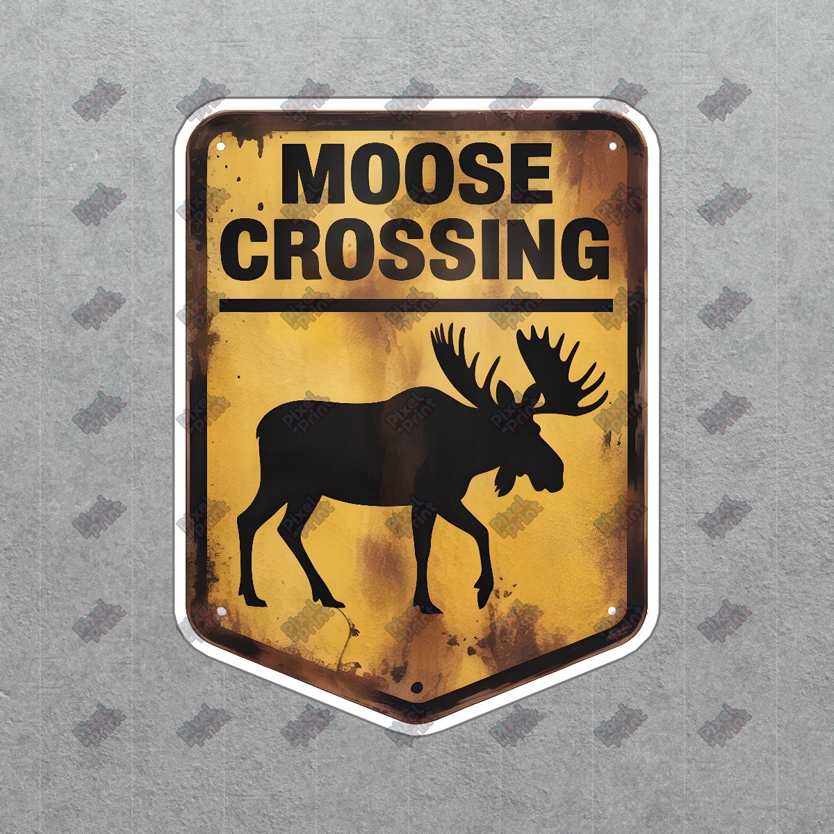 Rustic Moose Crossing Sign Vintage Wildlife Decor Outdoor Nature #8514