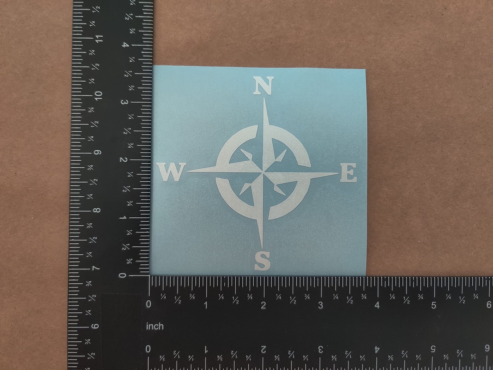 Mountain Decal 4 Pack: Compass, Sun Waves, Pine Tree, Small 3.5" White