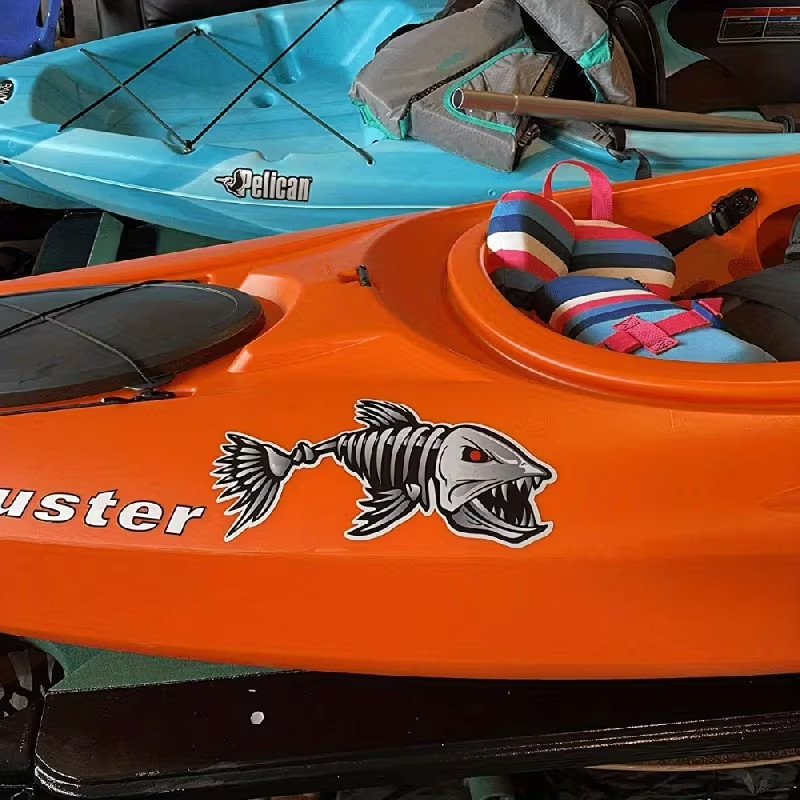 2pcs Waterproof Vinyl Fish Skeleton Decals Stickers for Cars, Boats & more