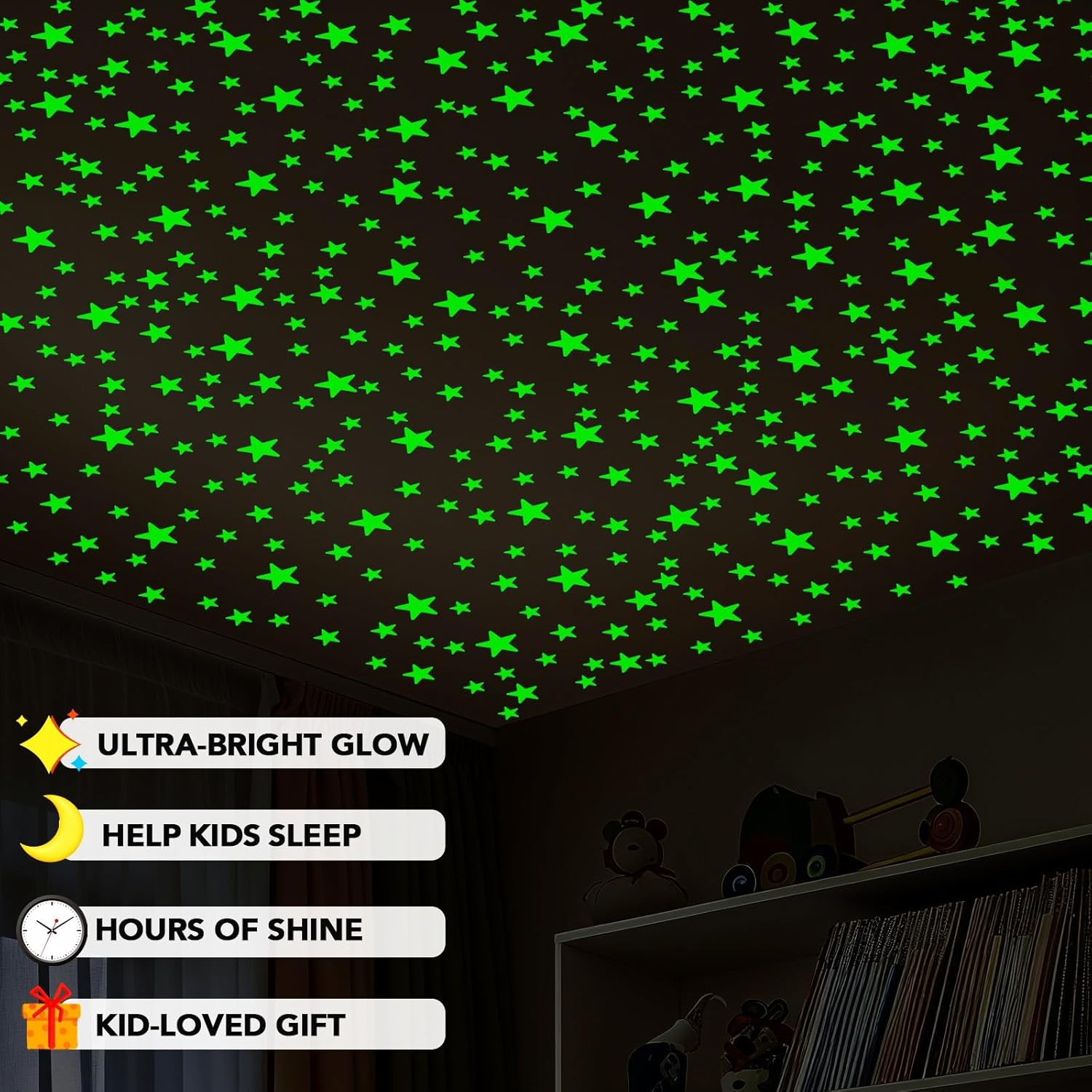 Glow in The Dark Star Stickers – 630 Pieces (4 Sizes) – Luminous Ceiling & Wa…