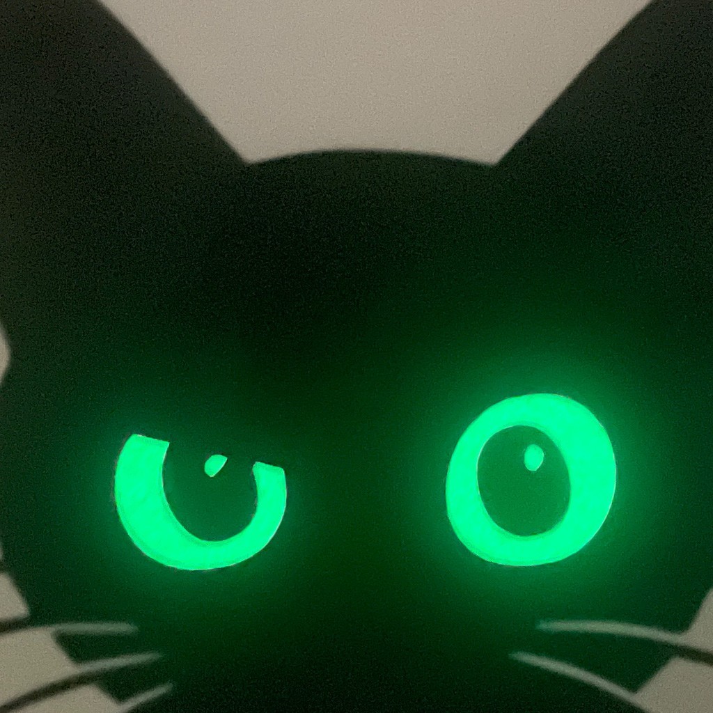 Glow in the Dark Cat Eyes Sticker | Cute Spooky Black Cat Vinyl Decal 3.5" x 3.5
