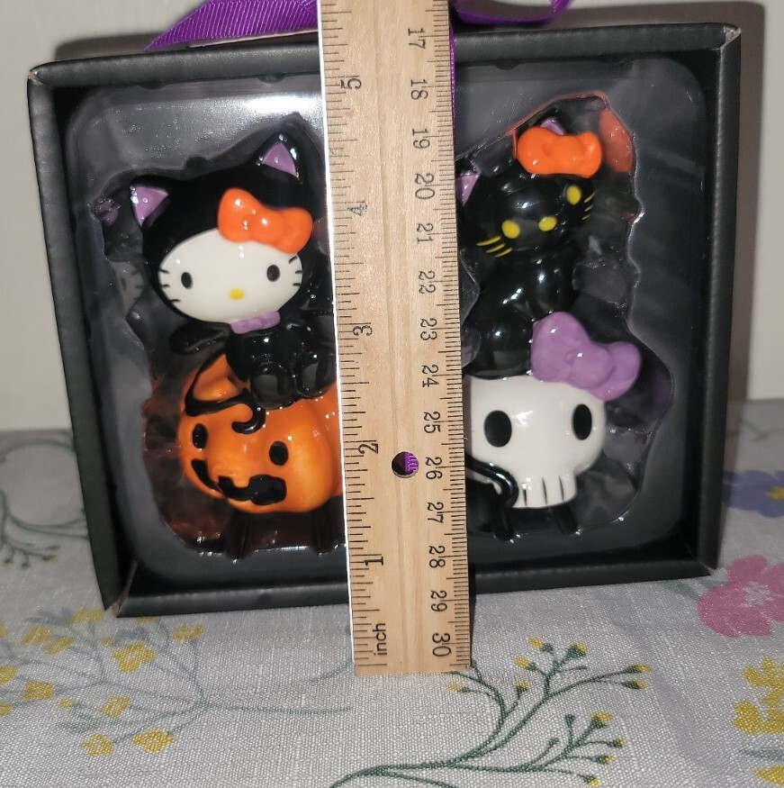 Halloween Blue Sky Clayworks Hello Kitty Cat Costume Salt and Pepper Shakers.