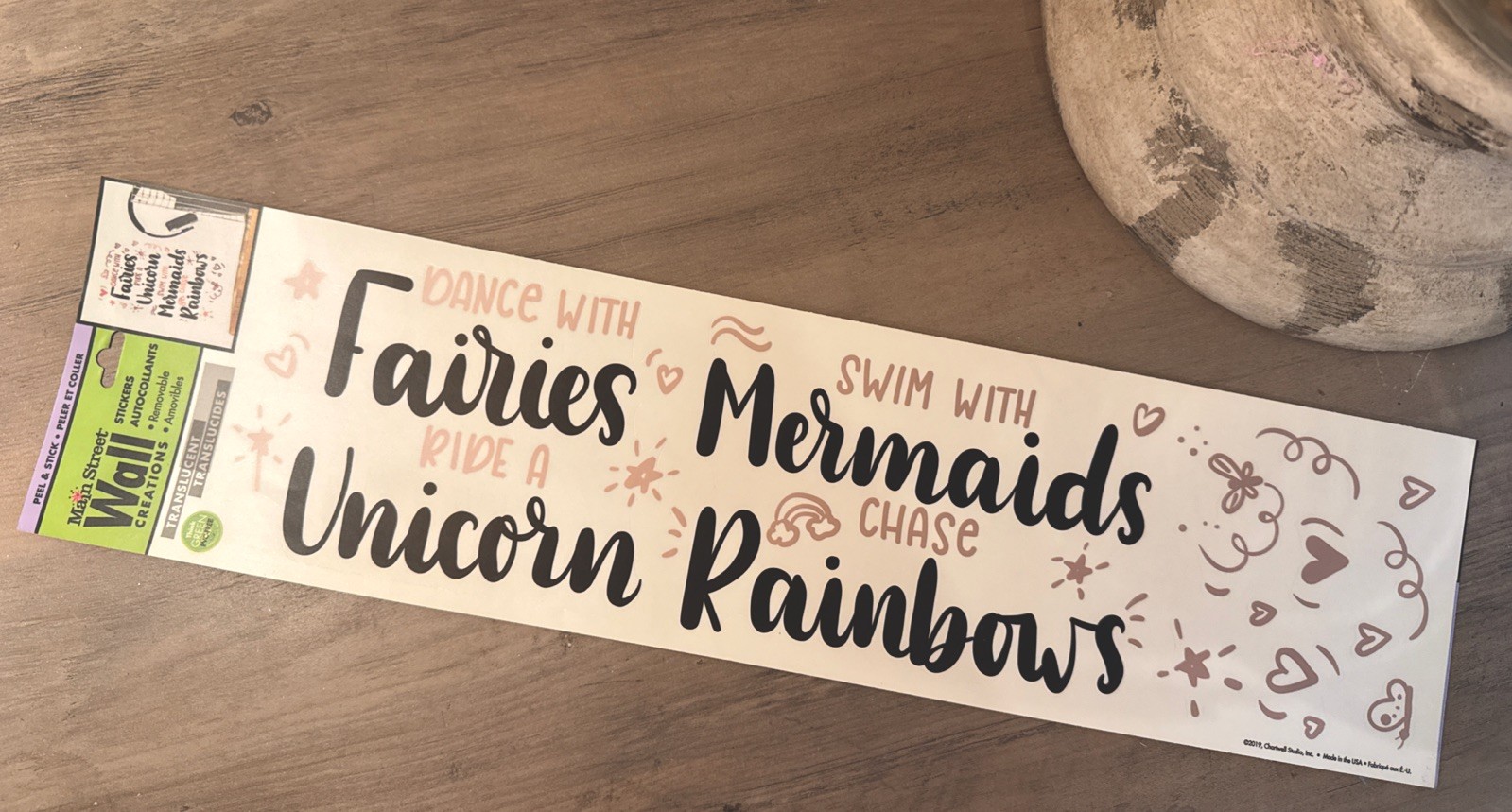 Main Steet Wall Sticker Decal "Dance With Fairies Ride A Unicorn” Peel Stick