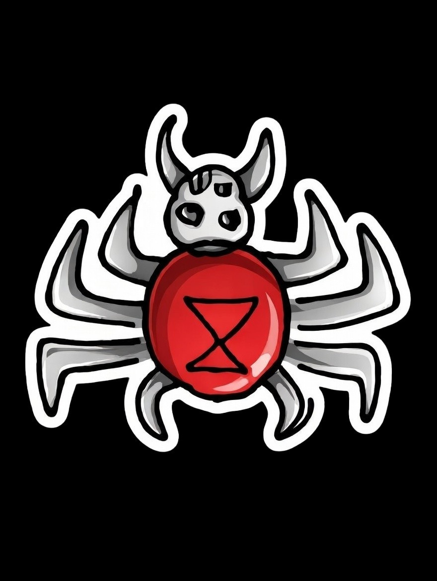 Spider & Skull Hourglass Graphic Sticker Decal, Multicolor, Adults, Spider Theme