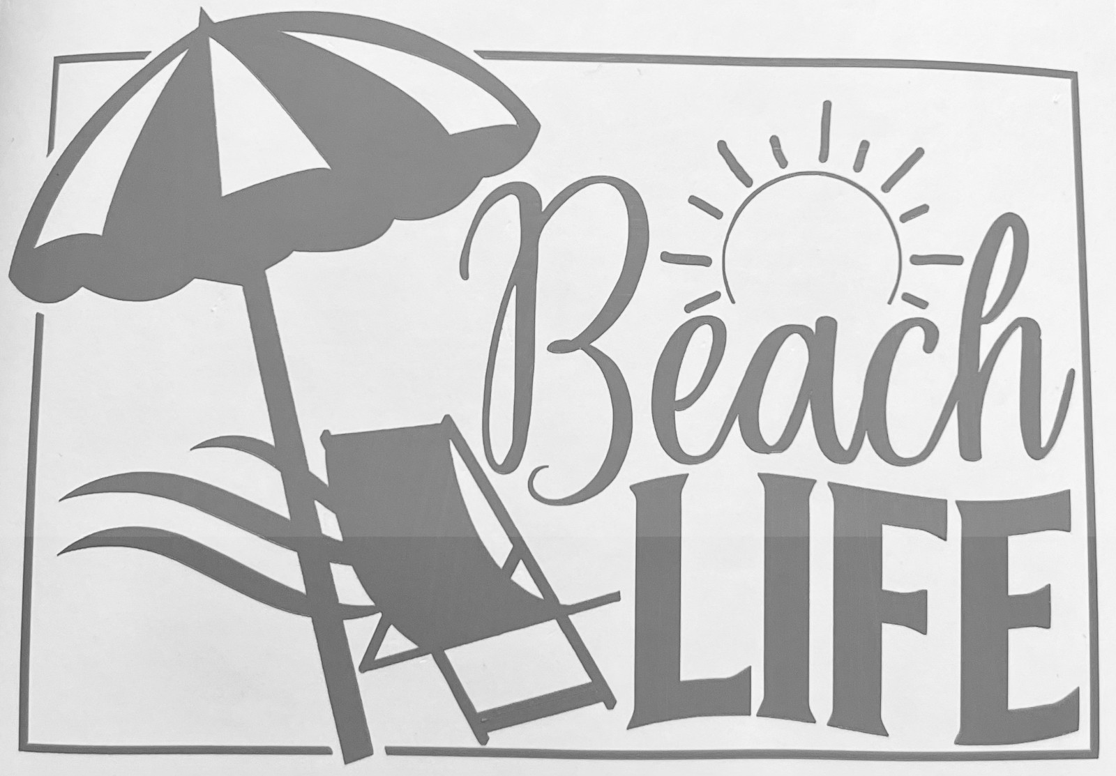 BEACH LIFE VINYL DECAL MATTE WHITE 5 IN WIDE X 3.37 IN HEIGHT