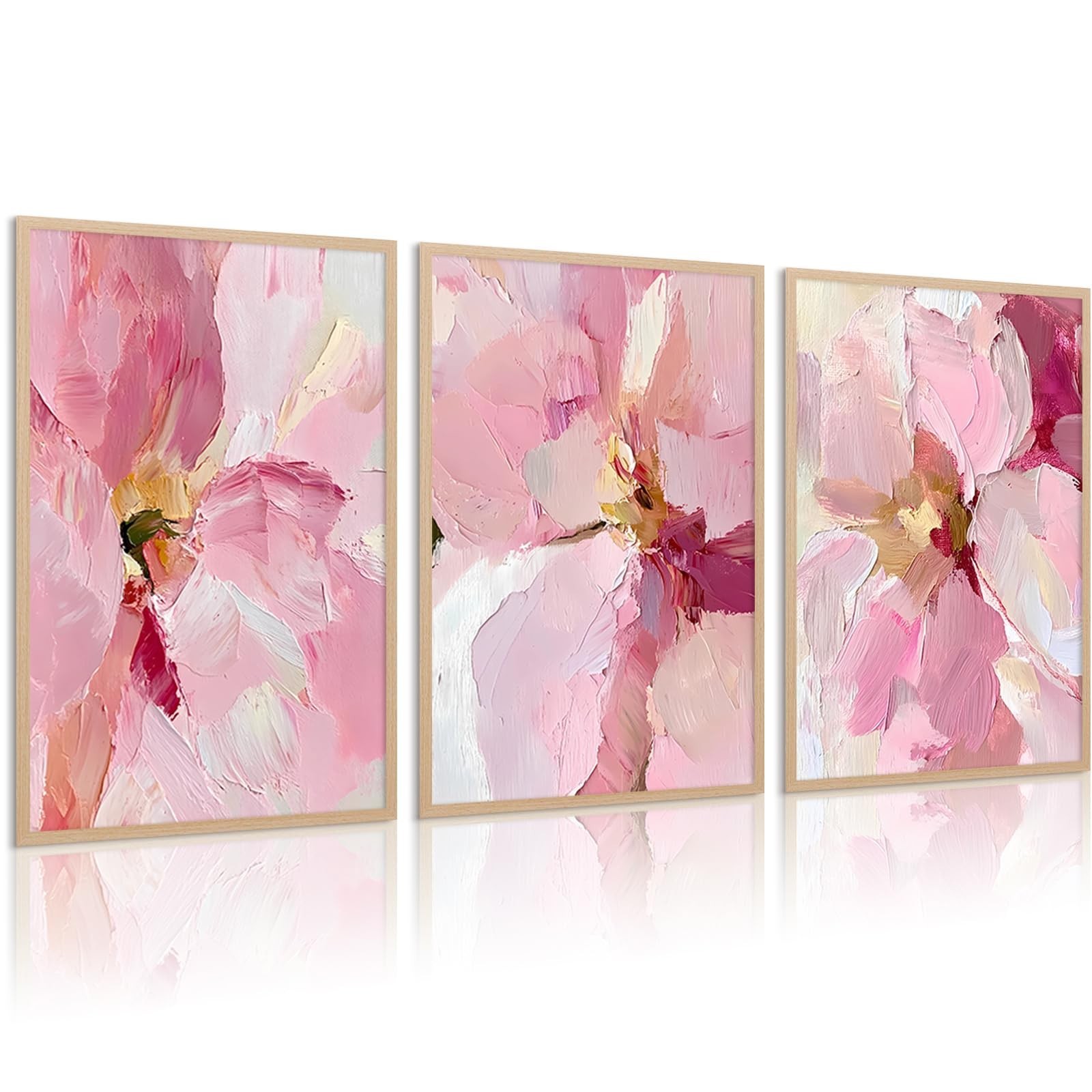Abstract Floral Wall Art Pink Flower Canvas Pictures Modern Wall Decor Blush …