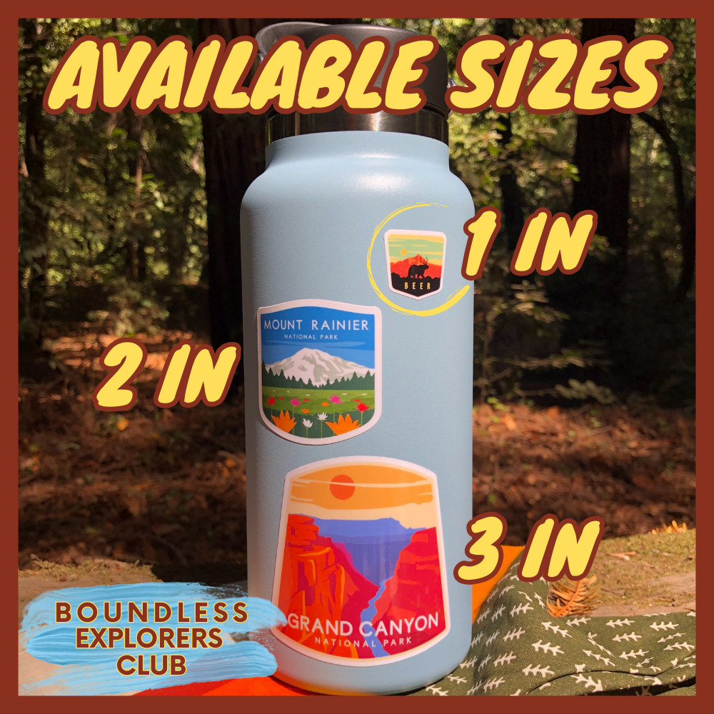 Yellowstone Lower Upper Falls Waterfall National Park Sticker Water Bottle Car