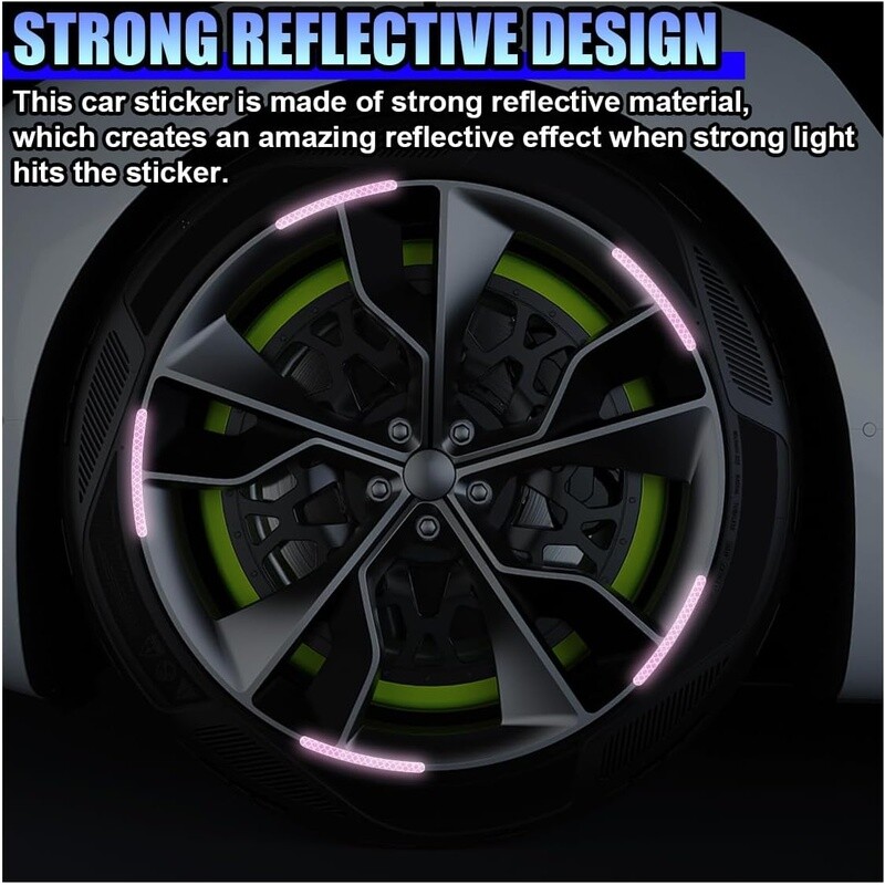 20PCS Reflective Car Wheel Stripe Stickers PVC Waterproof Tire Rim Decals New
