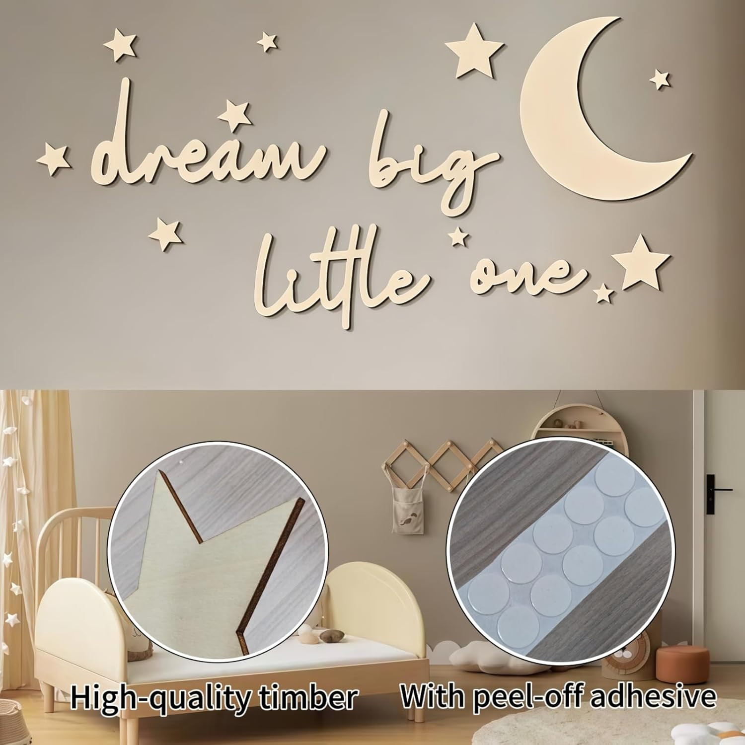 15 Pcs Nursery Wall Art, Moon and Stars Boho Decor for Neutral Baby Room, Woo…