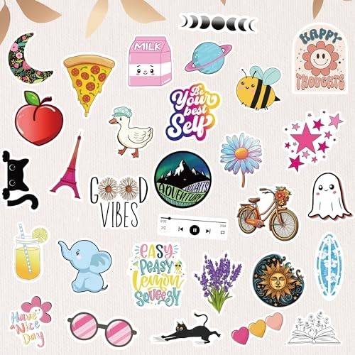 300 Pcs Preppy Summer Stickers for Water Bottles, Laptop, Phone, Cup