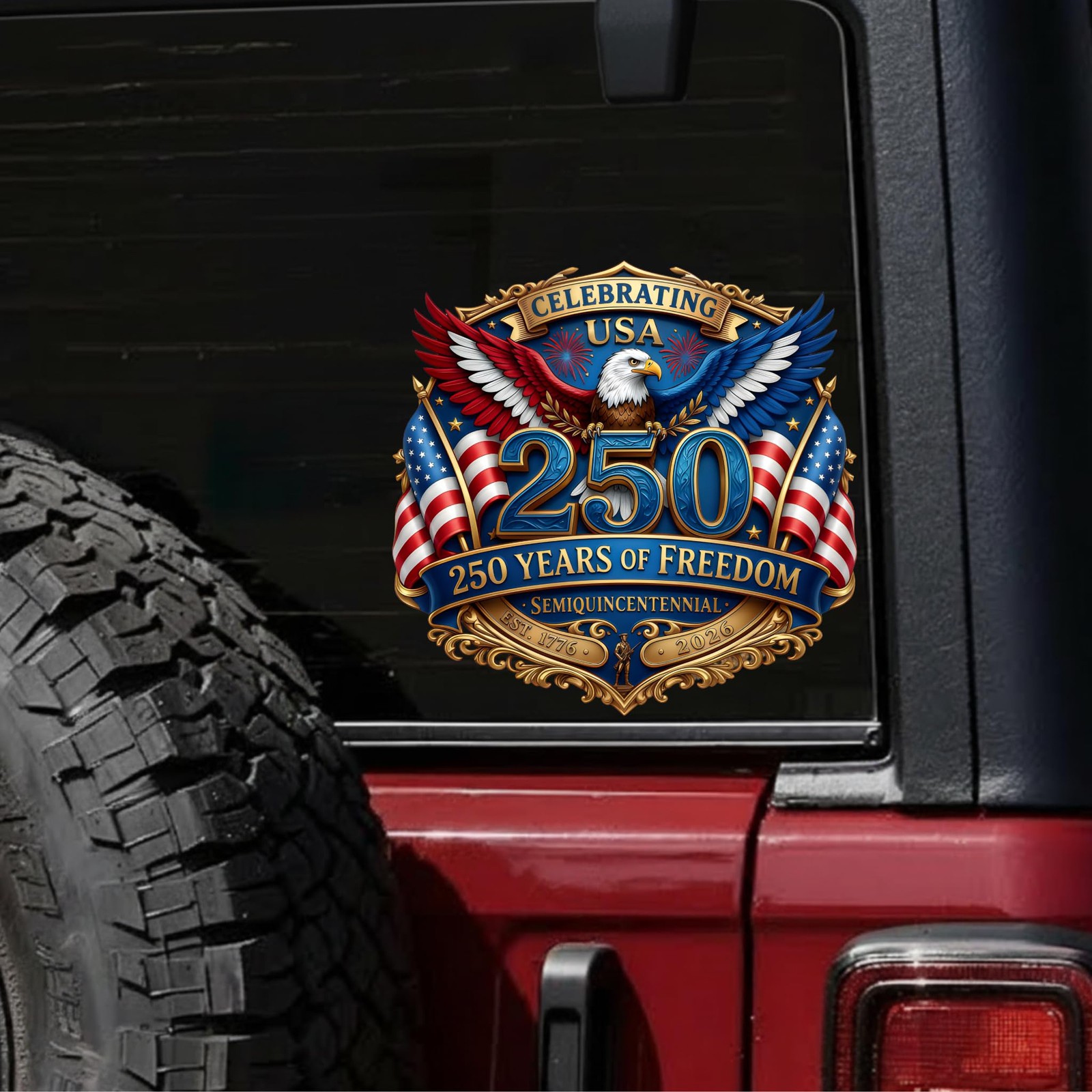2pcs USA 250th Anniversary Car Decals – 1776-2026 Patriotic Bumper Stickers, …