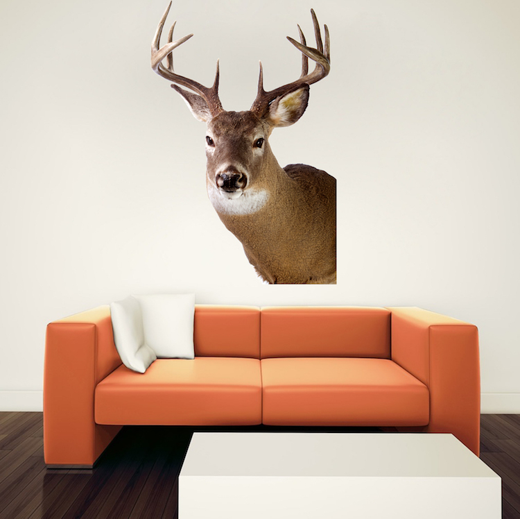 Deer Head Wall Decal Mural Antlers Hunting Wild Animals Removable Wall Art, a08