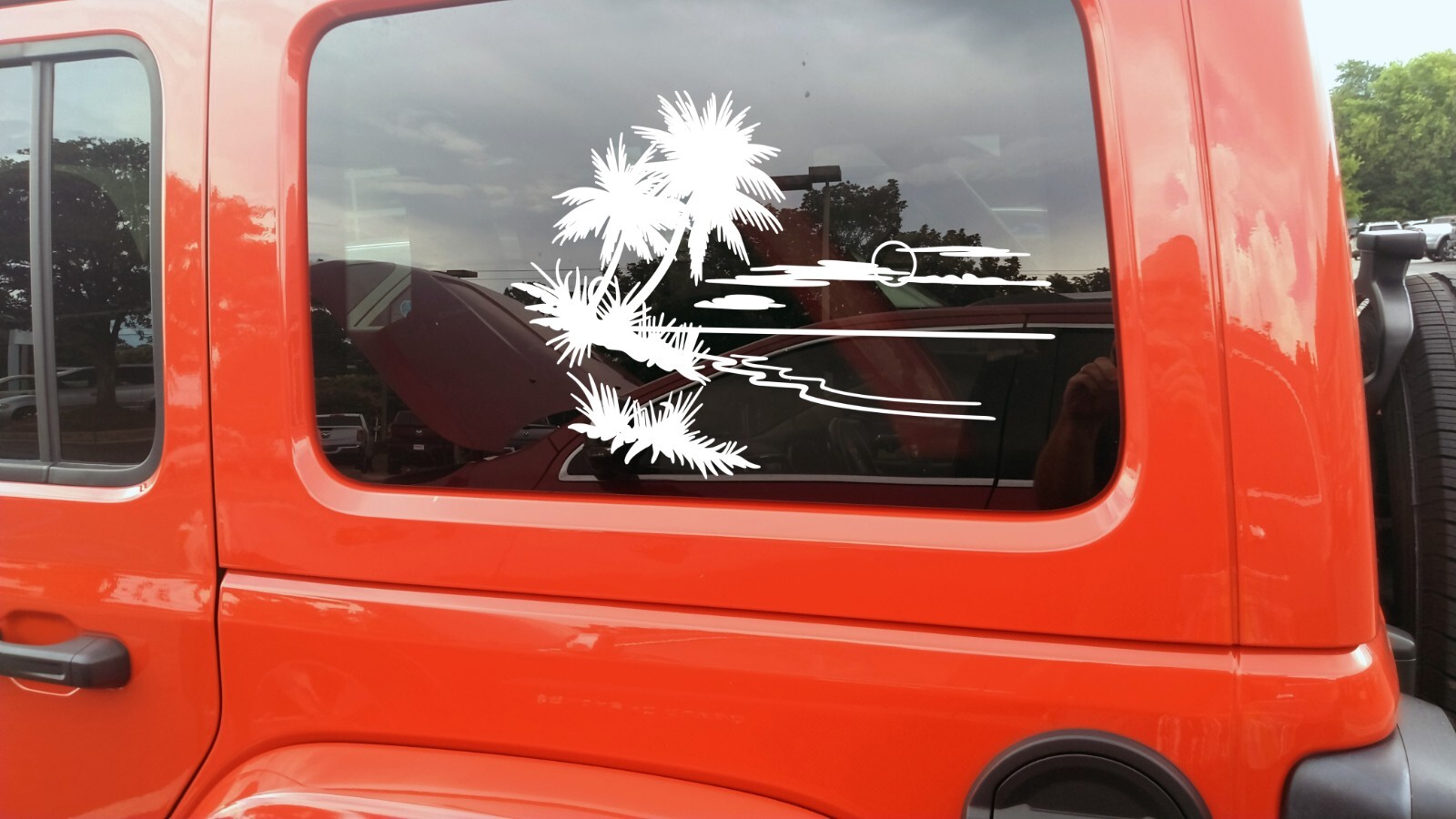 Beach Scene with Palm Trees Vinyl Decal V1 | RV Graphics Travel Die Cut Sticker