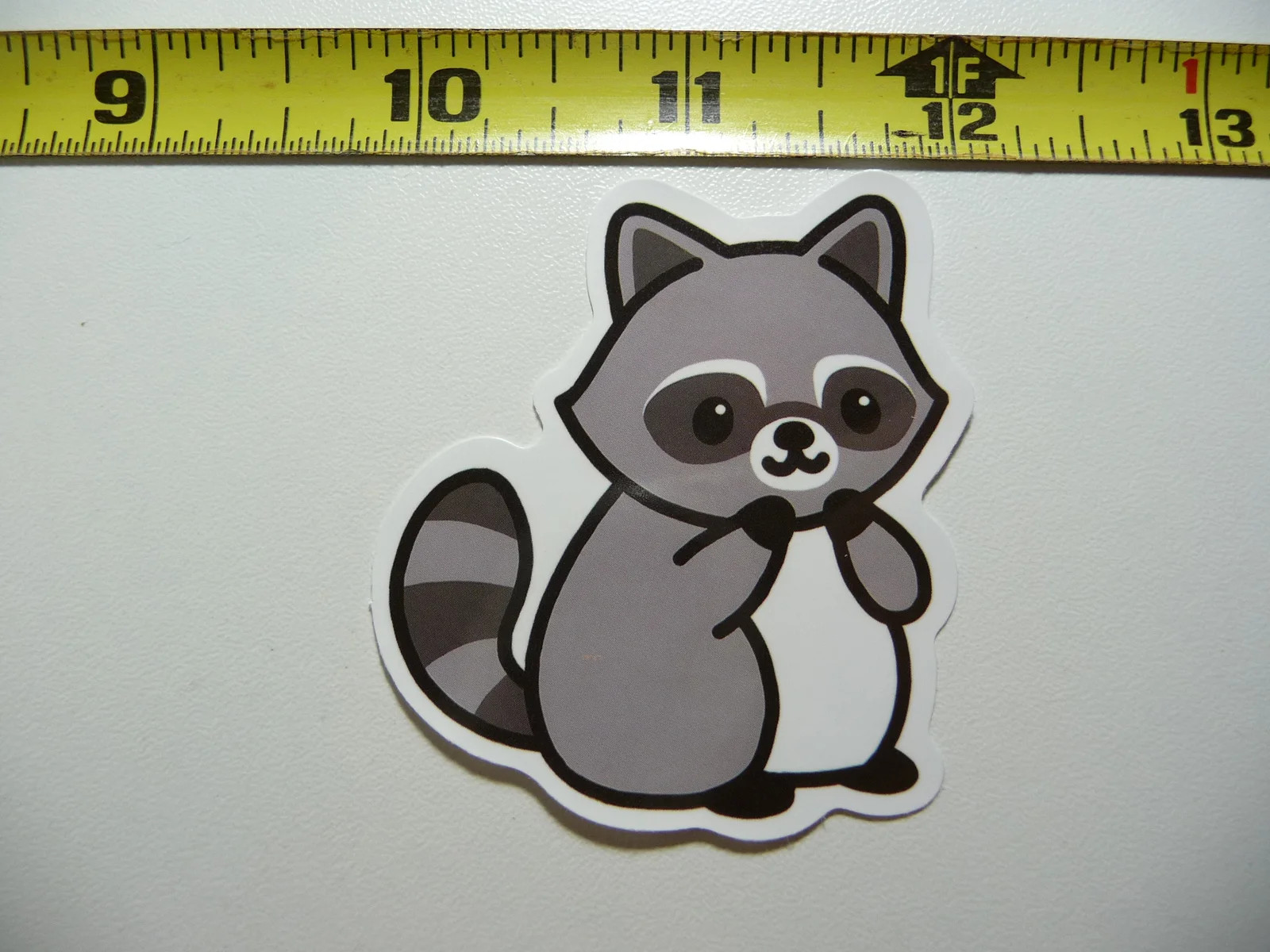 RACCOON WAITING SMALL STICKER DECAL WILD ANIMAL PET BANDIT MASKED FUNNY