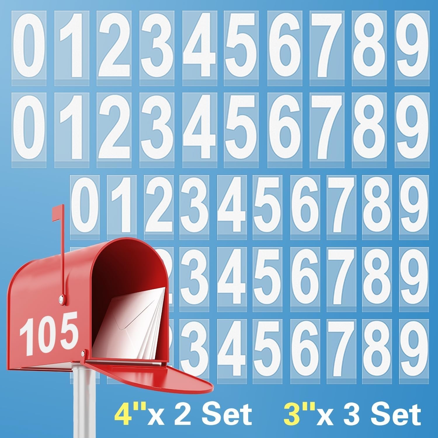 Reflective Mailbox Number Stickers – 3" & 4" for Indoor/Outdoor Décor