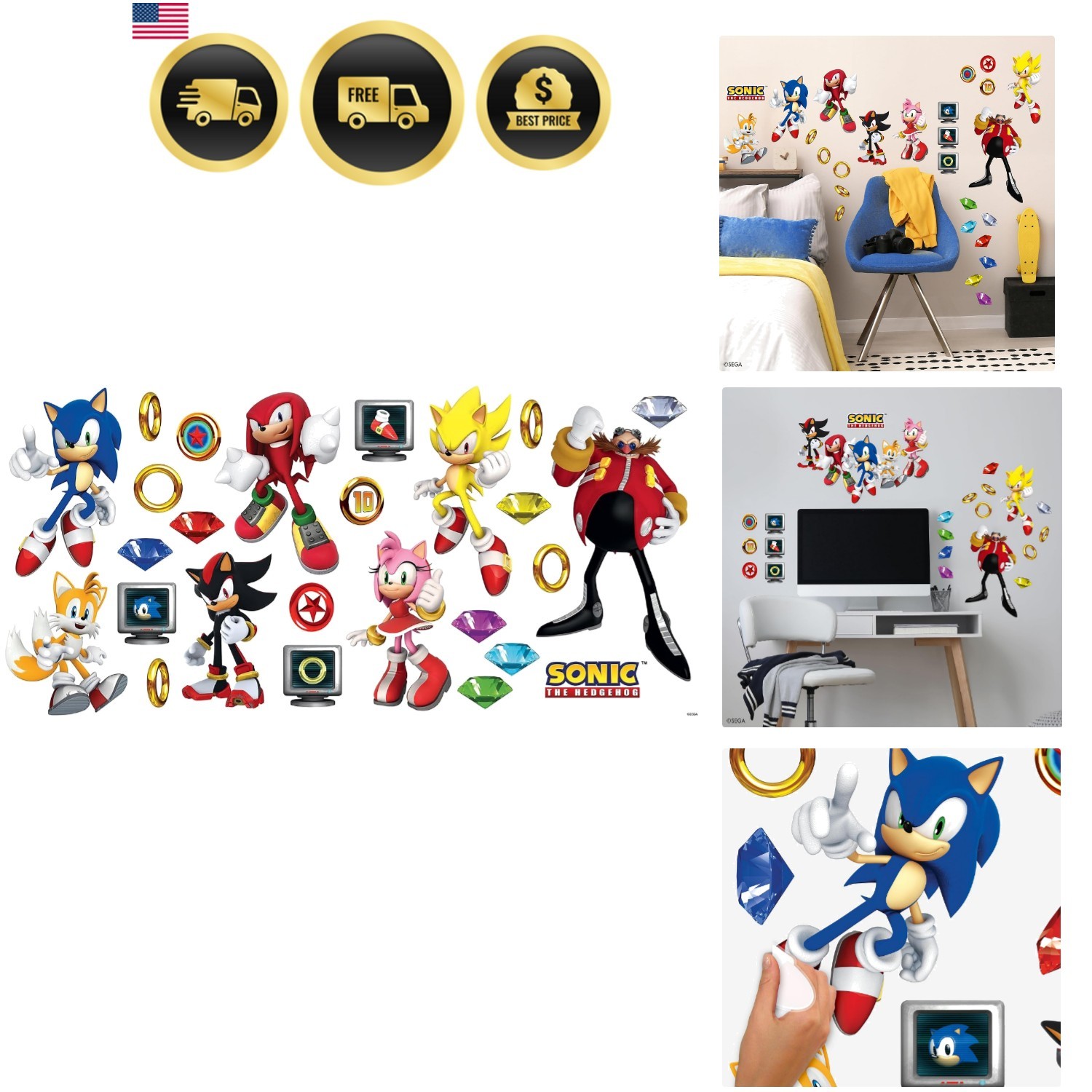 Sonic The Hedgehog Characters Wall Decals,