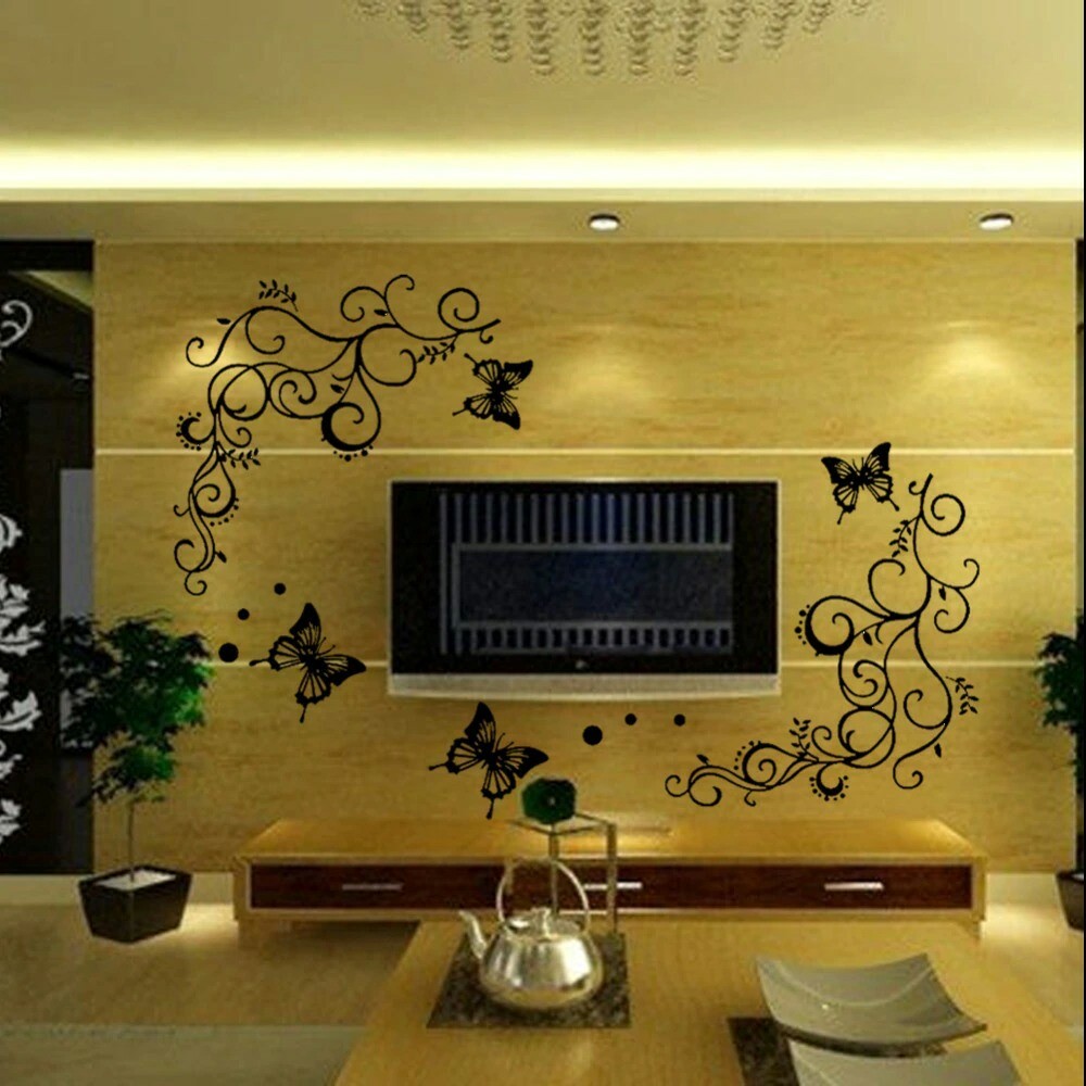 3D Lowest Price Classics Black Butterfly Flower Wall Sticker Home Décor Poster