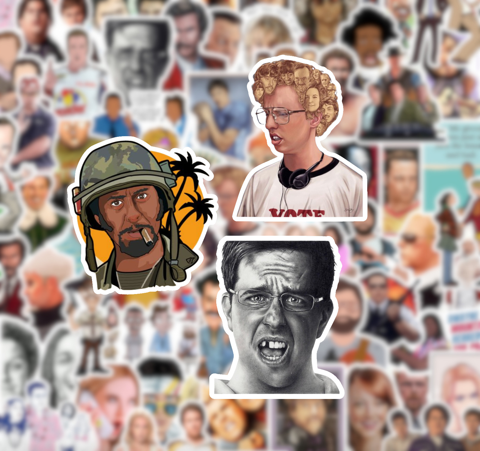 25/50 00's Comedy Movie Sticker Pack-Waterproof Vinyl- Superbad Will Ferrell