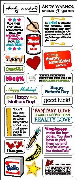 Greeting Card Stickers UPG Quotable Notables NEW Andy Warhol