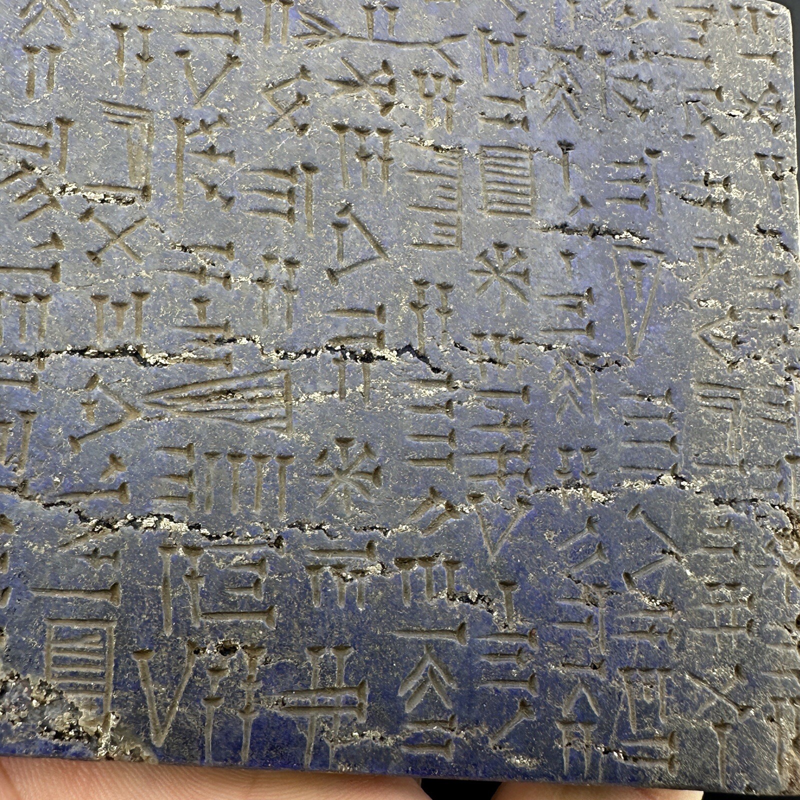 Lapis Lazuli Carved Till Shape Unique Design And Writing