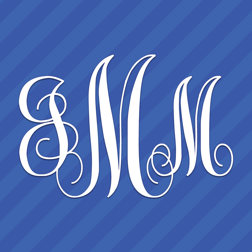 Vine Interlocking Monogram Letters Initials Vinyl Decal Sticker