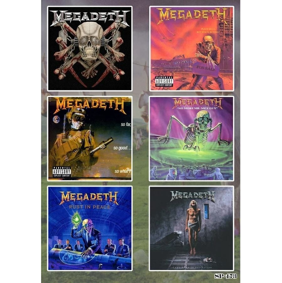 Megadeth Album Covers Sticker Pack | Peace Sells Mr Nice Guy Rust In Peace Logo
