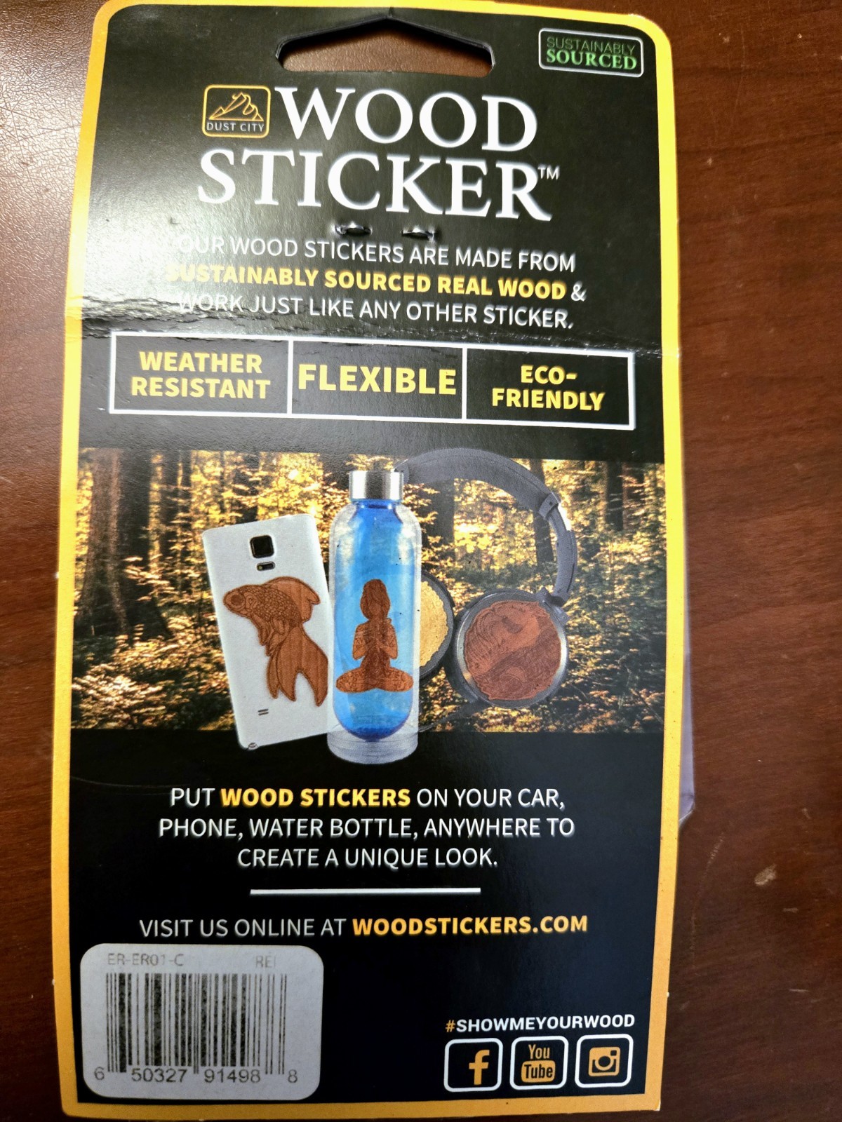 Flexible Wood Sticker Adheres To Flat Or Curved Smooth Surface Waterproof