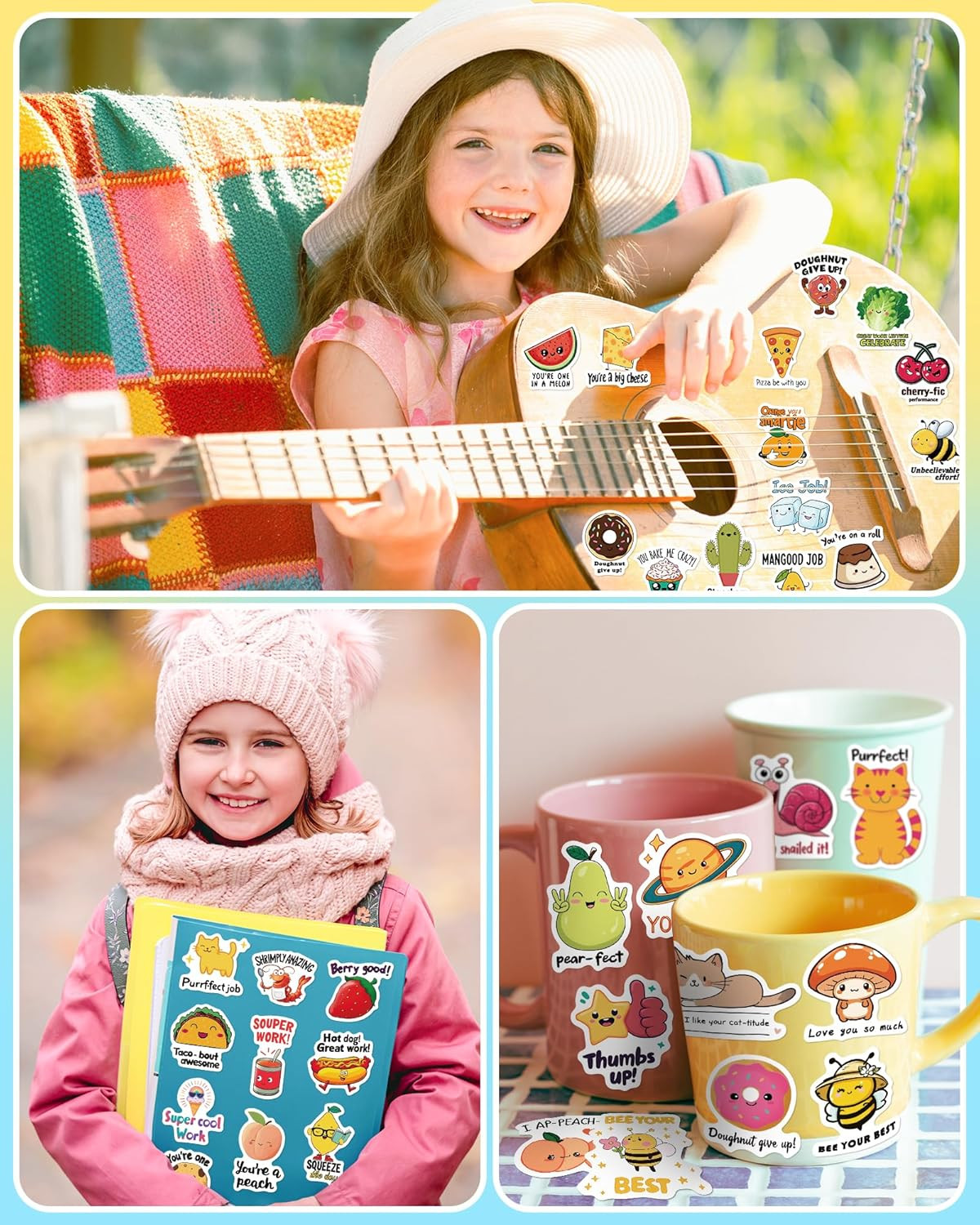 100 Pcs Cute Stickers for Kids, Water Bottle Stickers for Kids Waterproof, Vinyl
