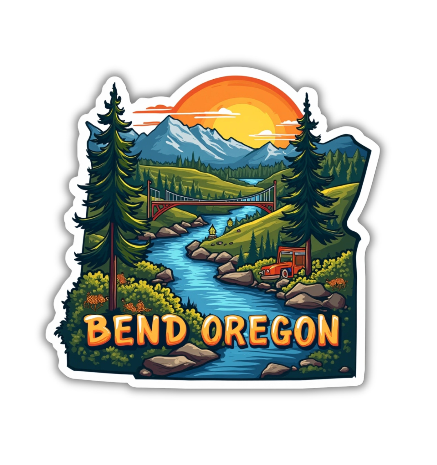 Bend Oregon Fridge Magnet or Laptop Sticker