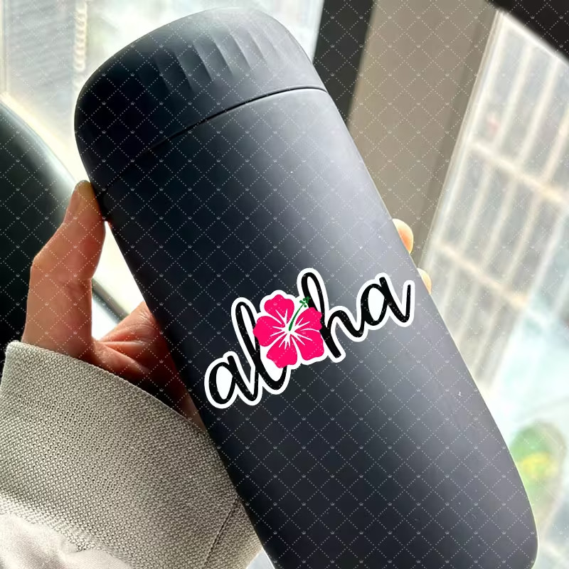 Aloha Hibiscus Floral Vinyl Decal, Matte Self-Adhesive Sticker Vibrant Design