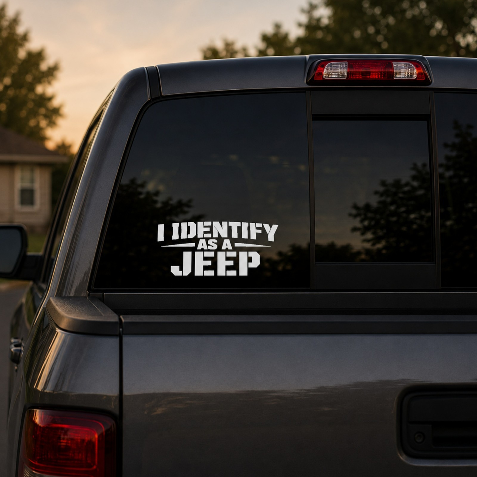 I Identify as a JEEP Decal | Funny Truck Sticker | Bold Block Letter Vinyl