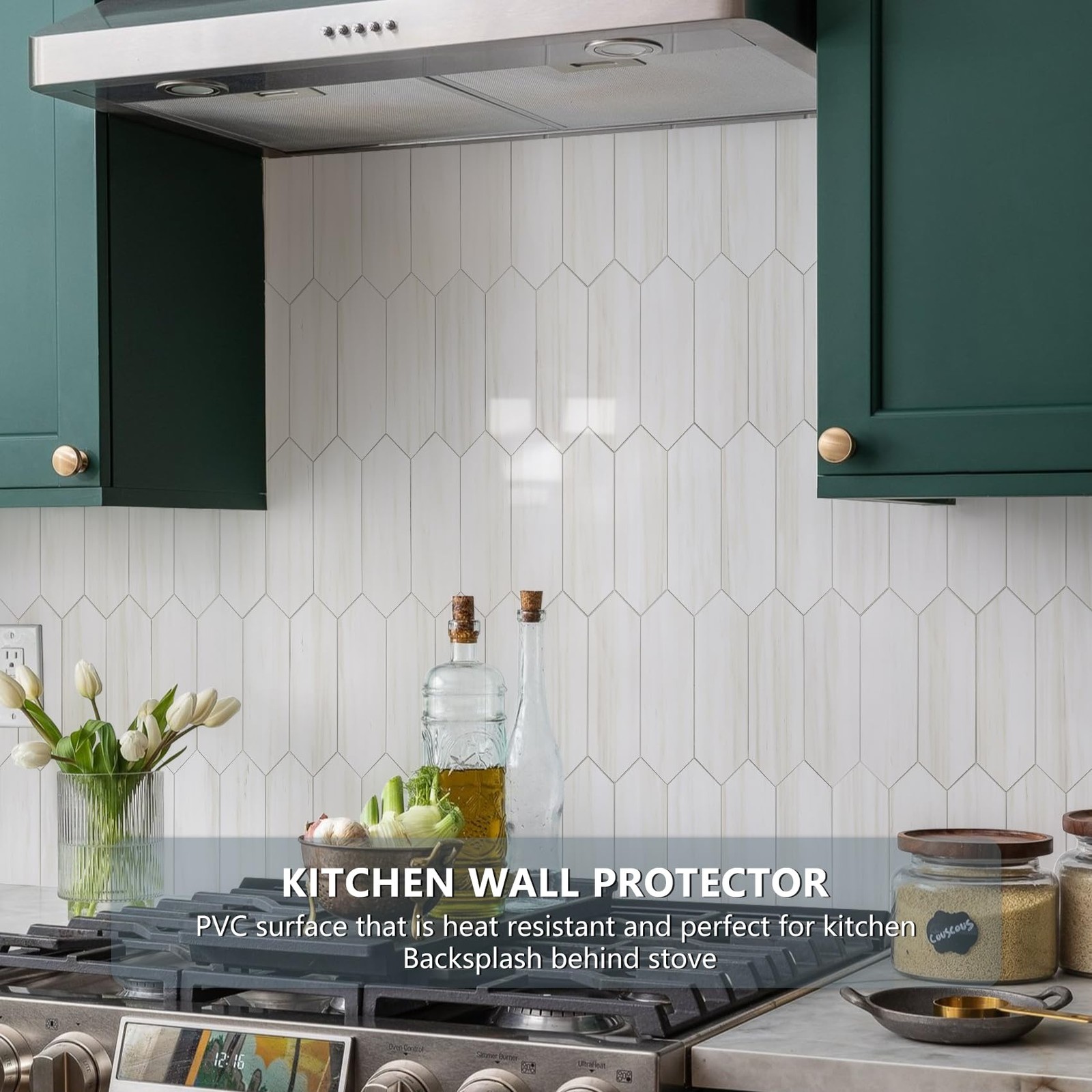 Glossy Dolomite White Backsplash Tile Peel and Stick, 12.8 x 12.8 Inch 10 She…