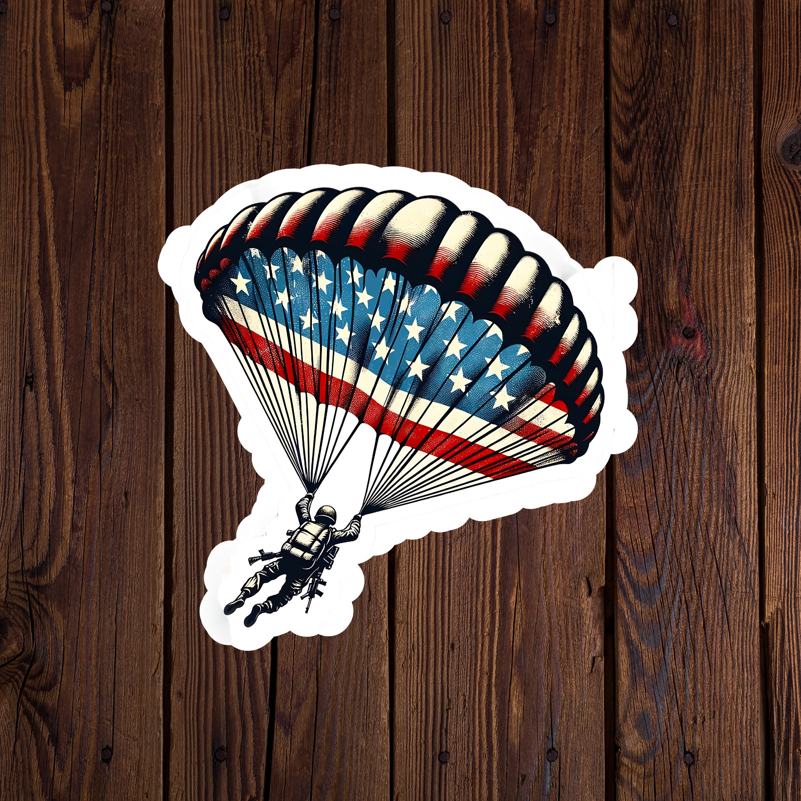 Military sticker vinyl decal parachute American flag army veteran memorial mug