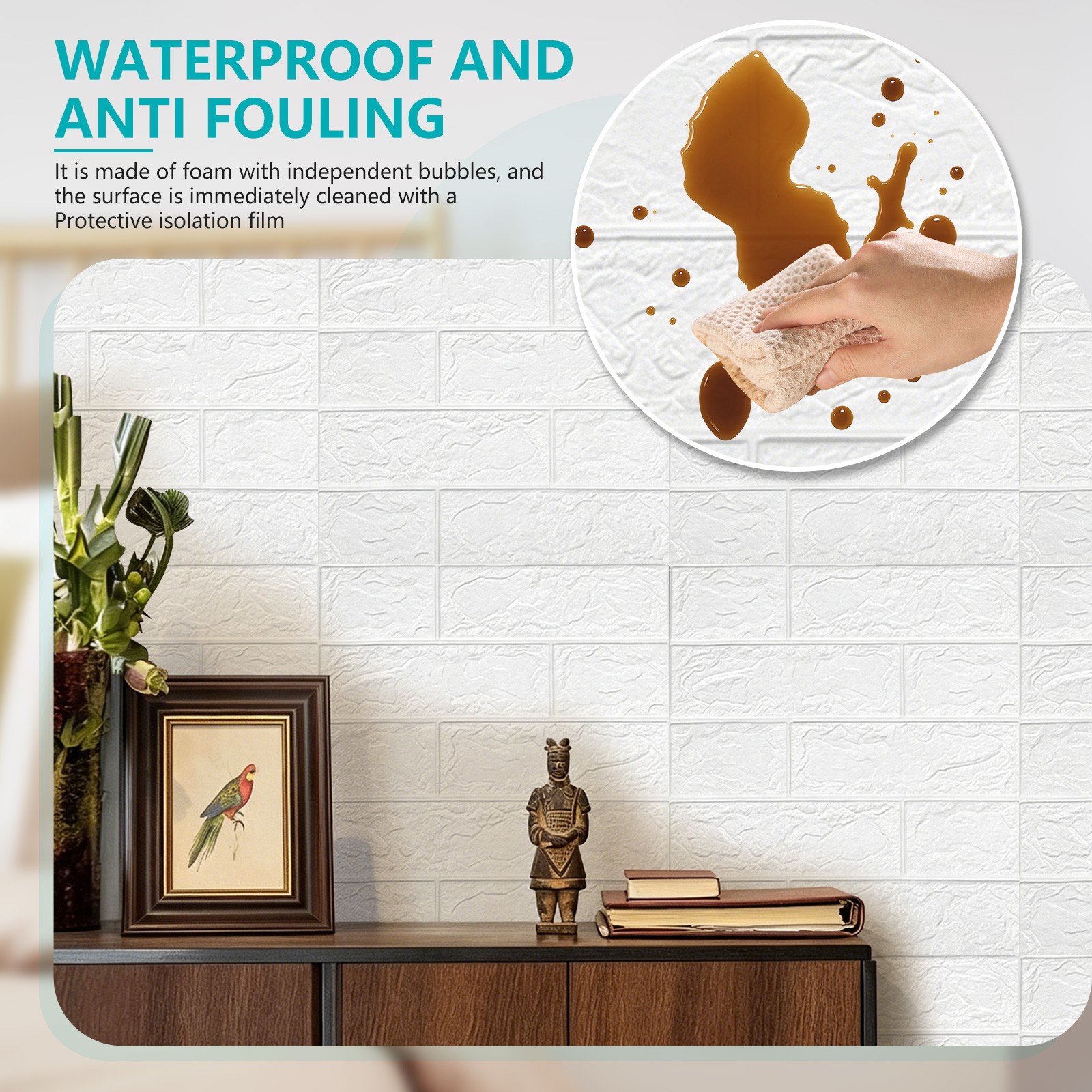 10/20Pcs 3D Tile Brick Wall Sticker Self-adhesive Foam Panel Wallpaper 38.5*35CM