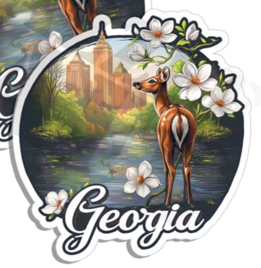Georgia sticker vinyl decal waterfront White Tail Doe novelty laptop 2 PACK