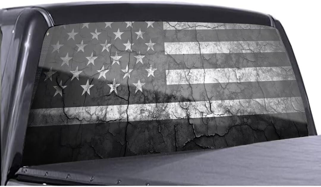 Patriotic American Flag Truck Back Window Graphics Decal,Patriotic Flag Perfo…
