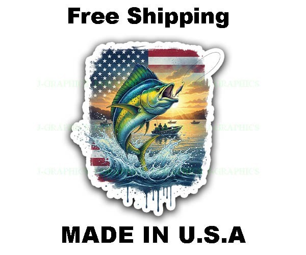 Mahi Mahi Fish Vinyl Decal Sticker Fishing Art D