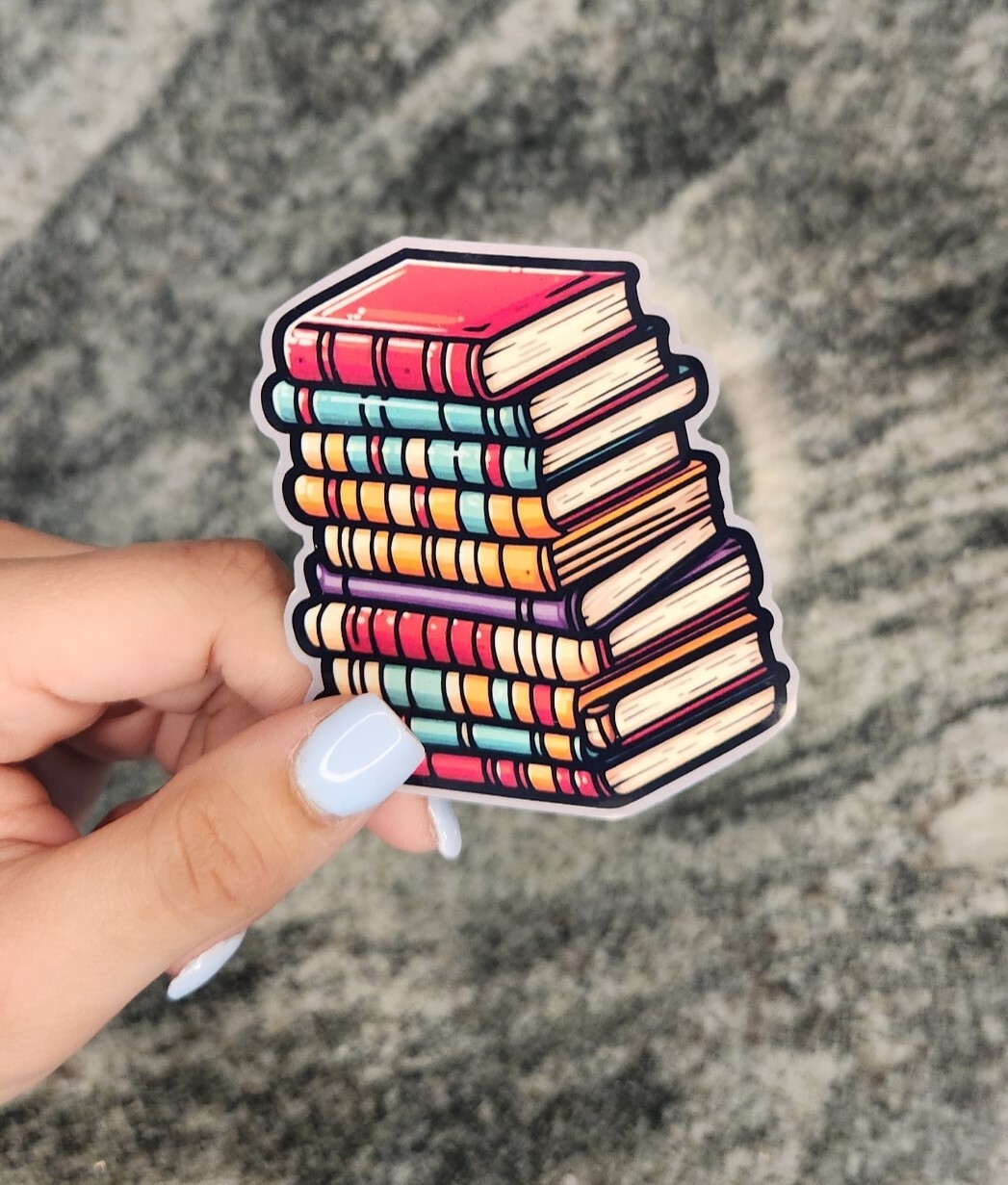 Stack of Books, WATERPROOF VINYL STICKER for LAPTOPS, TUMBLERS, ETC