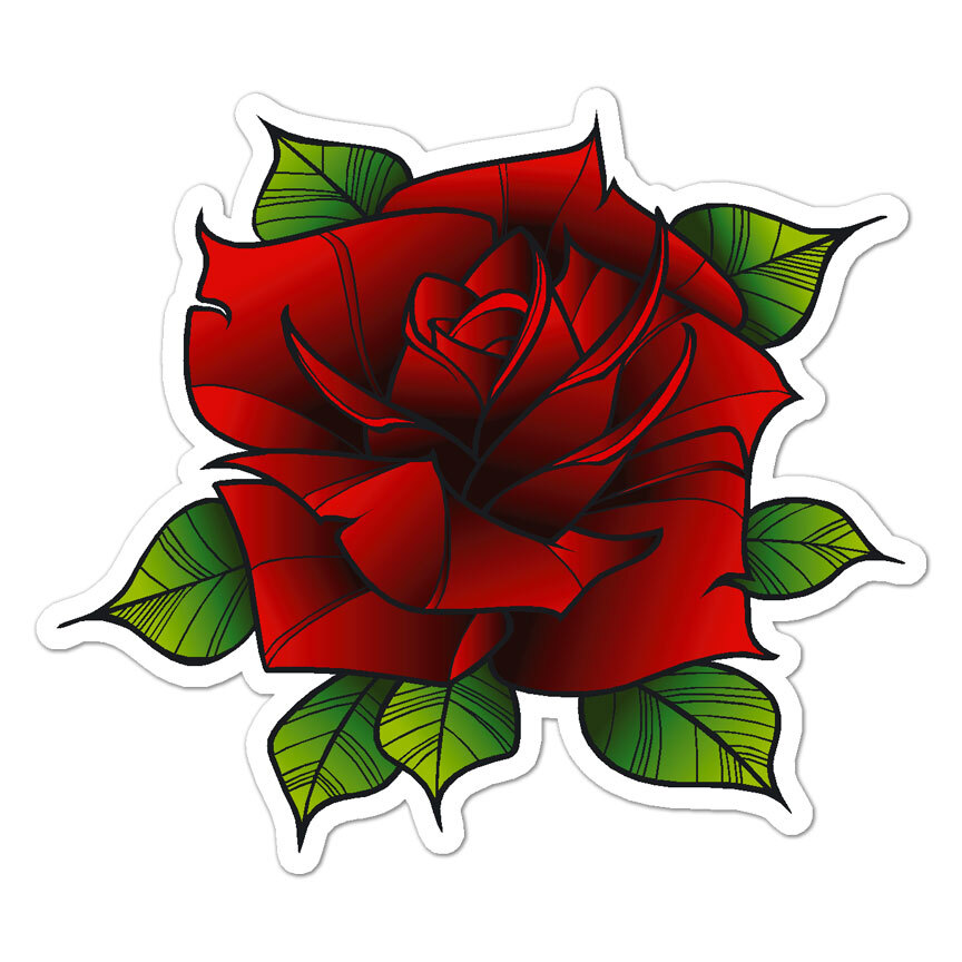 Red Rose, Vinyl Decal Sticker, Indoor Outdoor, 3 Sizes, #9185