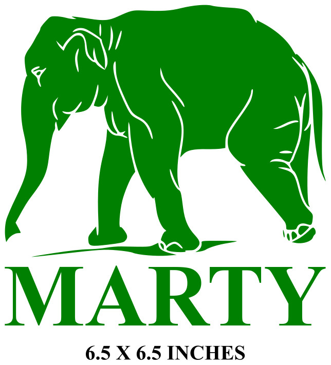 6.5" custom Elephant vinyl decal personalized Name great for Craft Glass Blocks