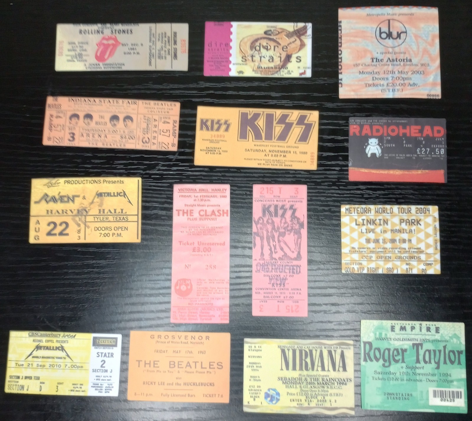 Classic Rock Band Ticket Stickers 43 Pcs