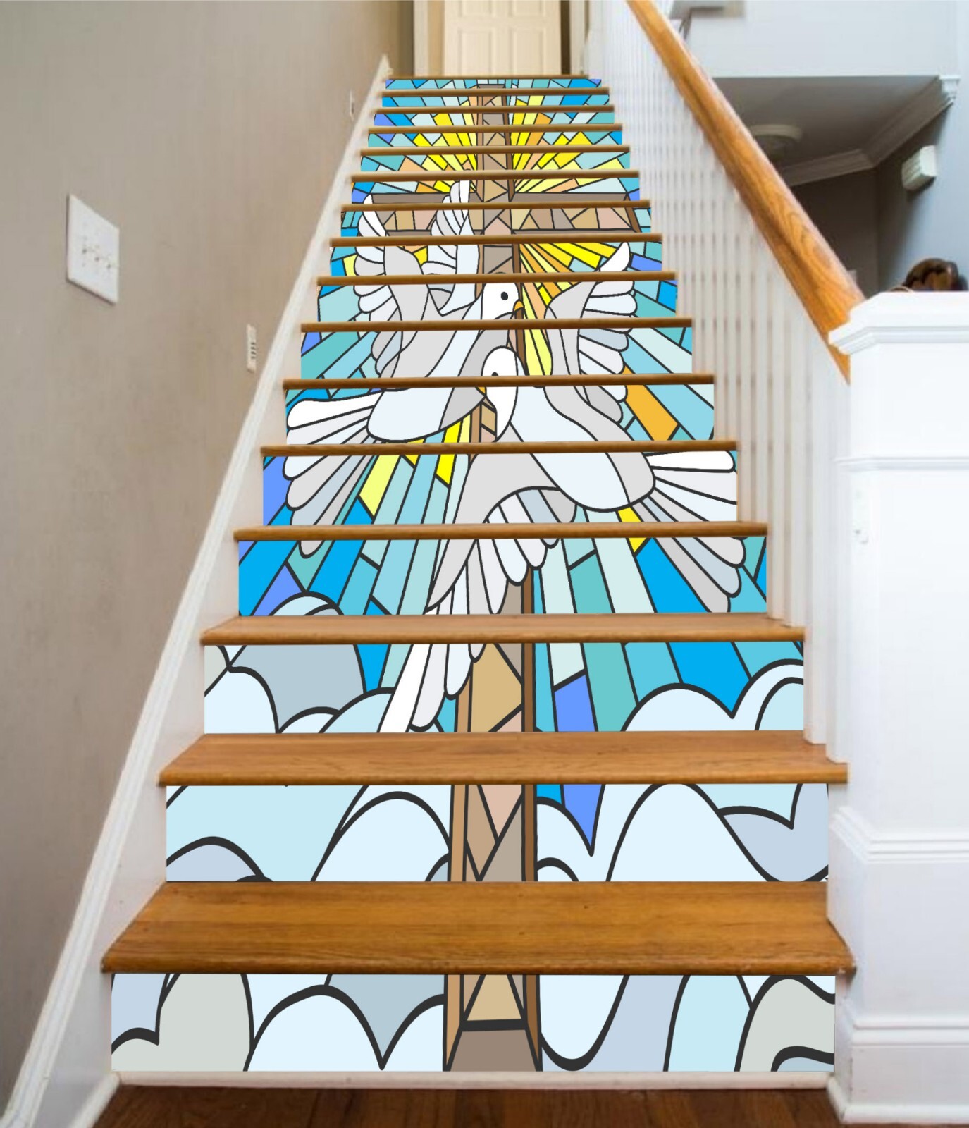 3D White Pigeon AZ470 Stair Risers Decoration Mural Vinyl Wallpaper Kay