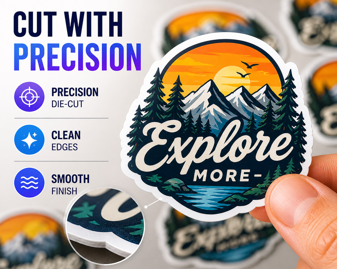 Custom Vinyl Stickers Die Cut Logo Waterproof Gloss Labels Decals Full Color